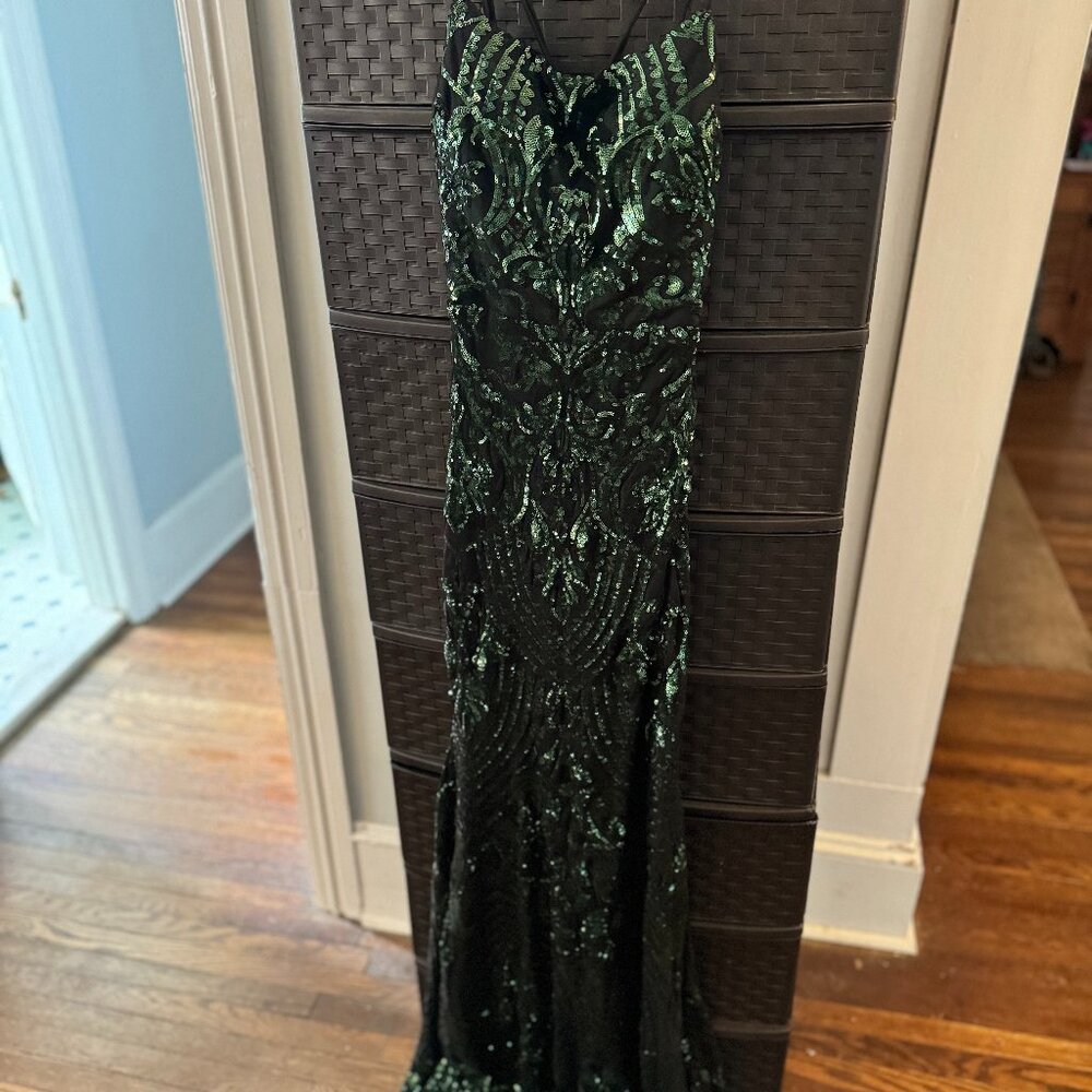 Green Sequin Prom Gown